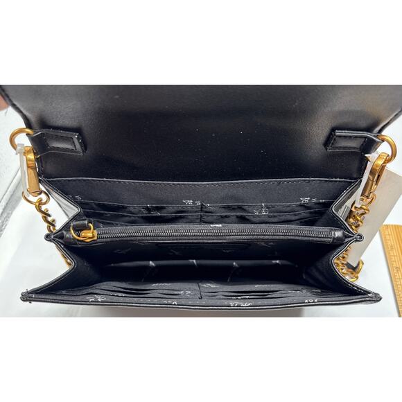 NWT Betsey Johnson Black XO Sybil Crossbody Clutch Gold/Bronze Black Chain Strap - Picture 8 of 15